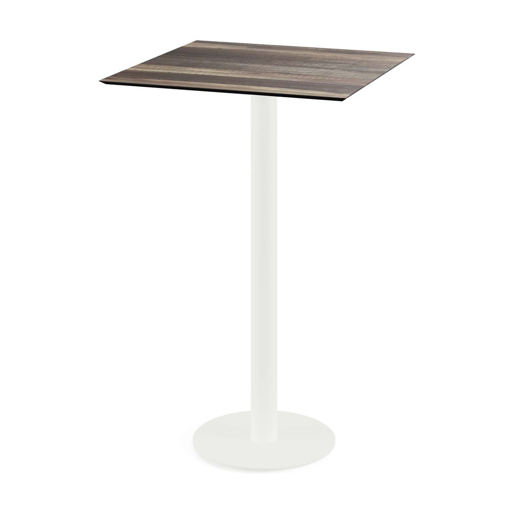 Urban Standing Table White Frame - Tropical Wood HPL 70x70 cm