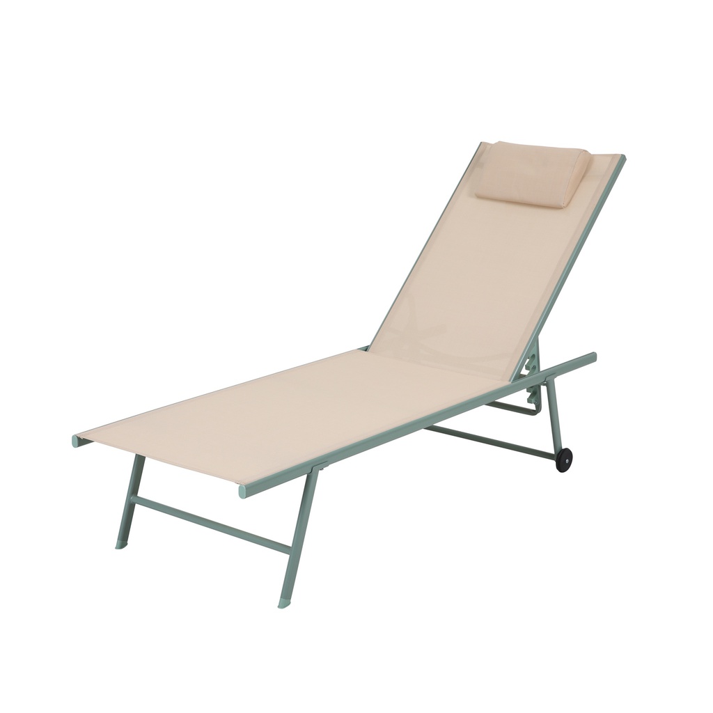 Travis Sun Lounger - Green-Beige