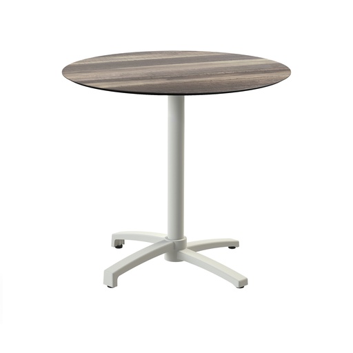 [110091270] X Cross Bistro Table (Sand-Tropical Wood HPL) Ø70 cm