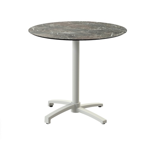 [110091570] X Cross Bistro Table (Sand-Galaxy Marble HPL) Ø70 cm